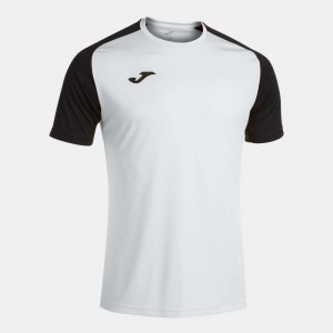 Joma Academy Iv Short Sleeve T-shirt Erkek Tişört Beyaz Siyah | 09QARXDVJ