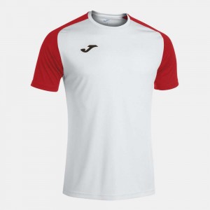 Joma Academy Iv Short Sleeve T-shirt Erkek Tişört Beyaz Kırmızı | 17UESMQIX