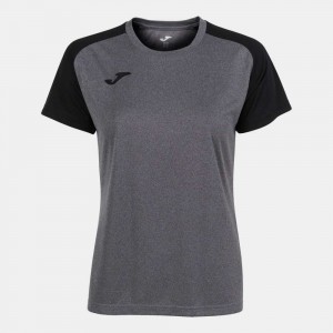 Joma Academy Iv Short Sleeve T-shirt Melange Kadın Tişört Gri Siyah | 13IUWLYKH