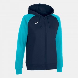 Joma Academy Iv Zip up Hoodie Fluor Kadın Eşofman Lacivert Turkuaz | 37LPBXZYE