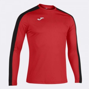 Joma Academy Long Sleeve T-shirt Erkek Tişört Kırmızı Siyah | 18GDZUATC