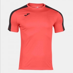 Joma Academy Short Sleeve T-shirt Fluor Erkek Tişört Mercan Siyah | 24QXWAKMF