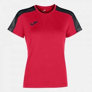 Joma Academy Short Sleeve T-shirt Kadın Tişört Kırmızı Siyah | 58NJCASXO