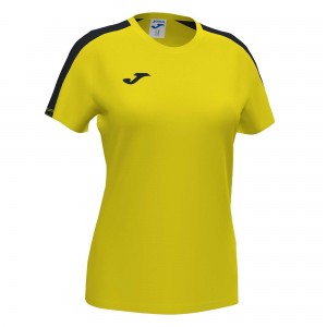 Joma Academy T-shirt S/S Kadın Tişört Sarı Siyah | 40NBOXDYU