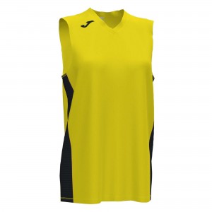 Joma Cancha Iii T-shirt Sleeveless Kadın Tişört Sarı Siyah | 32ZXSDIWJ