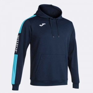 Joma Championship Iv Hoodie Fluor Erkek Tişörtü Lacivert Turkuaz | 79PGHRXDL