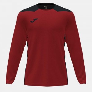 Joma Championship Vi Long Sleeve T-shirt Erkek Tişört Kırmızı Siyah | 24VILXRWQ