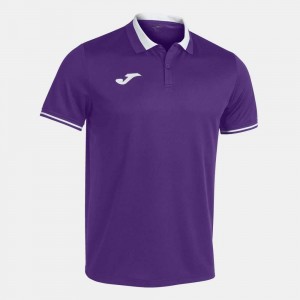 Joma Championship Vi Short Sleeve Polo Erkek Tişört Mor Beyaz | 98ZVMISGH