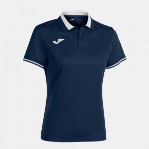 Joma Championship Vi Short Sleeve Polo Kadın Tişört Lacivert Beyaz | 21BDUKIHF