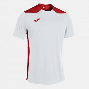 Joma Championship Vi Short Sleeve T-shirt Erkek Tişört Beyaz Kırmızı | 36GRWJZEB