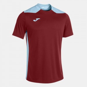 Joma Championship Vi Short Sleeve T-shirt Erkek Tişört Bordo Mavi | 37KCBRJWS