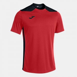 Joma Championship Vi Short Sleeve T-shirt Erkek Tişört Kırmızı Siyah | 51UPFACDY