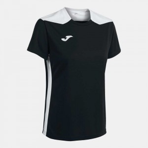 Joma Championship Vi Short Sleeve T-shirt Kadın Tişört Siyah Beyaz | 54ISDYEFU