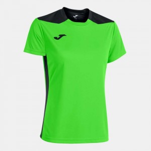 Joma Championship Vi Short Sleeve T-shirt Fluor Kadın Tişört Yeşil Siyah | 70JCLAGBF