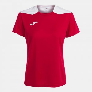 Joma Championship Vi Short Sleeve T-shirt Kadın Tişört Kırmızı Beyaz | 71OTIEJZP