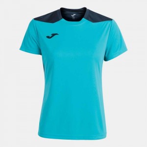 Joma Championship Vi Short Sleeve T-shirt Fluor Kadın Tişört Turkuaz Lacivert | 78QMCIOLN