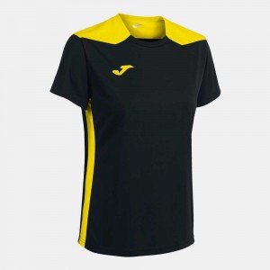 Joma Championship Vi Short Sleeve T-shirt Kadın Tişört Siyah Sarı | 15PXMKHJO