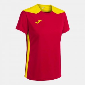 Joma Championship Vi Short Sleeve T-shirt Kadın Tişört Kırmızı Sarı | 19XNACUSO