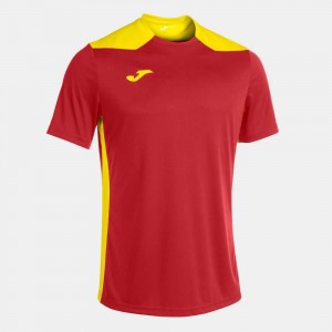 Joma Championship Vi Short Sleeve T-shirt Erkek Tişört Kırmızı Sarı | 27NUAZDJO