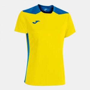 Joma Championship Vi Short Sleeve T-shirt Kadın Tişört Sarı Kraliyet Mavisi Mavi | 31RWHJPDX