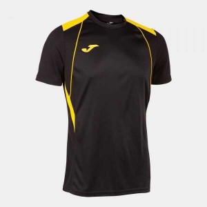 Joma Championship Vii Short Sleeve T-shirt Erkek Tişört Siyah Sarı | 47LEIRHUZ