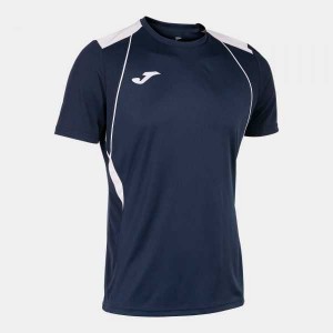 Joma Championship Vii Short Sleeve T-shirt Erkek Tişört Lacivert Beyaz | 57GRMHEVT