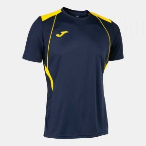 Joma Championship Vii Short Sleeve T-shirt Erkek Tişört Lacivert Sarı | 14OWXJYUV