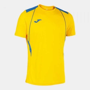 Joma Championship Vii Short Sleeve T-shirt Erkek Tişört Sarı Kraliyet Mavisi Mavi | 32CUITNYQ