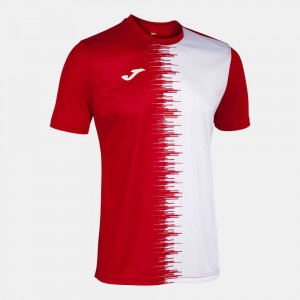 Joma City Ii Short Sleeve T-shirt Erkek Tişört Kırmızı Beyaz | 84UFEWTDH