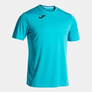 Joma Combi Short Sleeve T-shirt Fluor Erkek Tişört Turkuaz | 39KDQSBIH