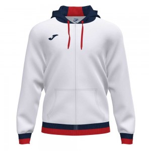 Joma Confort Ii Zip up Hoodie Erkek Eşofman Beyaz Lacivert | 30BQDFZVX