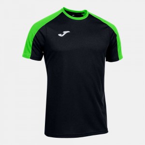 Joma Eco Championship Short Sleeve T-shirt Fluor Erkek Tişört Siyah Yeşil | 41DMTOLYH