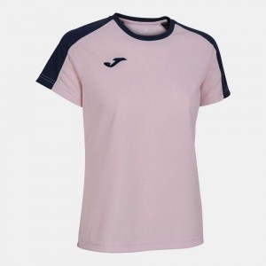 Joma Eco Championship Short Sleeve T-shirt Kadın Tişört Pembe Lacivert | 65IWSYKHG