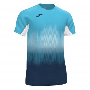 Joma Elite Vii T-shirt Fluor S/S Erkek Tişört Turkuaz Lacivert | 13EKPWTRI