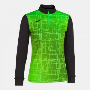 Joma Elite Viii Sweatshirt Fluor Kadın Tişörtü Siyah Yeşil | 95DOWJRUK