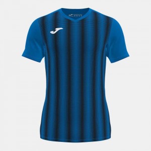 Joma Inter Ii Short Sleeve T-shirt Erkek Tişört Kraliyet Mavisi Siyah | 96EAUKFQM