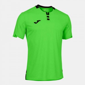 Joma Iv Short Sleeve T-shirt Fluor Erkek Tişört Altın Yeşil Siyah | 41ELOIFSB