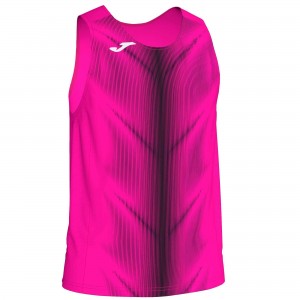 Joma Olimpia T-shirt Fluor Sleeveless Erkek Tişört Pembe Siyah | 78QOZESHB