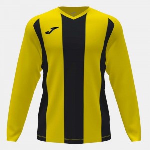 Joma Pisa Ii Long Sleeve T-shirt Erkek Tişört Sarı Siyah | 52JQVWRBS