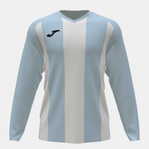 Joma Pisa Ii Long Sleeve T-shirt Erkek Tişört Mavi Beyaz | 10ZGAJSDI