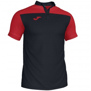 Joma Polo Shirt Combi S/S Erkek Tişört Siyah Kırmızı | 09ZAWBULN