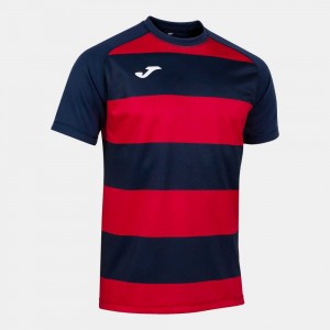 Joma Prorugby Ii Short Sleeve T-shirt Erkek Tişört Lacivert Kırmızı | 90MEKTBPO