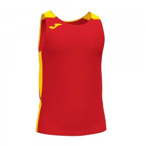 Joma Record Ii Tank Top Erkek Tişört Kırmızı Sarı | 72XBIROUZ