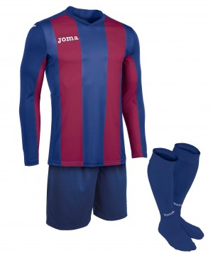 Joma Set T-shirt L/S And + Short + Socks Çocuk Setler Mavi Kırmızı | 30PQIGOKE