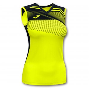 Joma Supernova Ii T-shirt Fluor Sleeveless Kadın Tişört Sarı Siyah | 42LMUHSAF