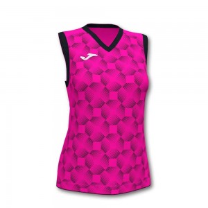 Joma Supernova Iii Sleeveless Shirt Fluor Kadın Tişört Pembe Siyah | 25XQPRTNI