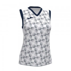 Joma Supernova Iii Sleeveless Shirt Kadın Tişört Beyaz Lacivert | 29OVPAZLR