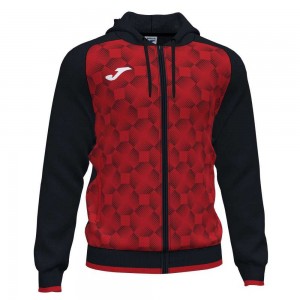 Joma Supernova Iii Zip up Hoodie Erkek Eşofman Siyah Kırmızı | 08ELVIXBO