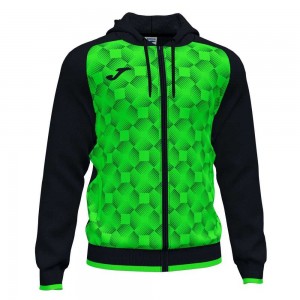 Joma Supernova Iii Zip up Hoodie Fluor Erkek Eşofman Siyah Yeşil | 54QOXPHRU