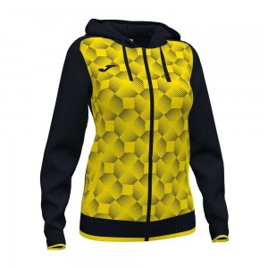 Joma Supernova Iii Zip up Hoodie Kadın Eşofman Siyah Sarı | 73AWTIJBP